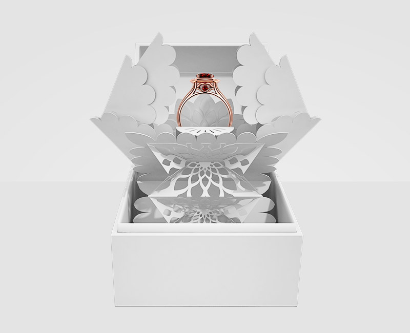 Sourcing et création de coffrets sur-mesure pour professionnels du bijou et marques de joaillerie.