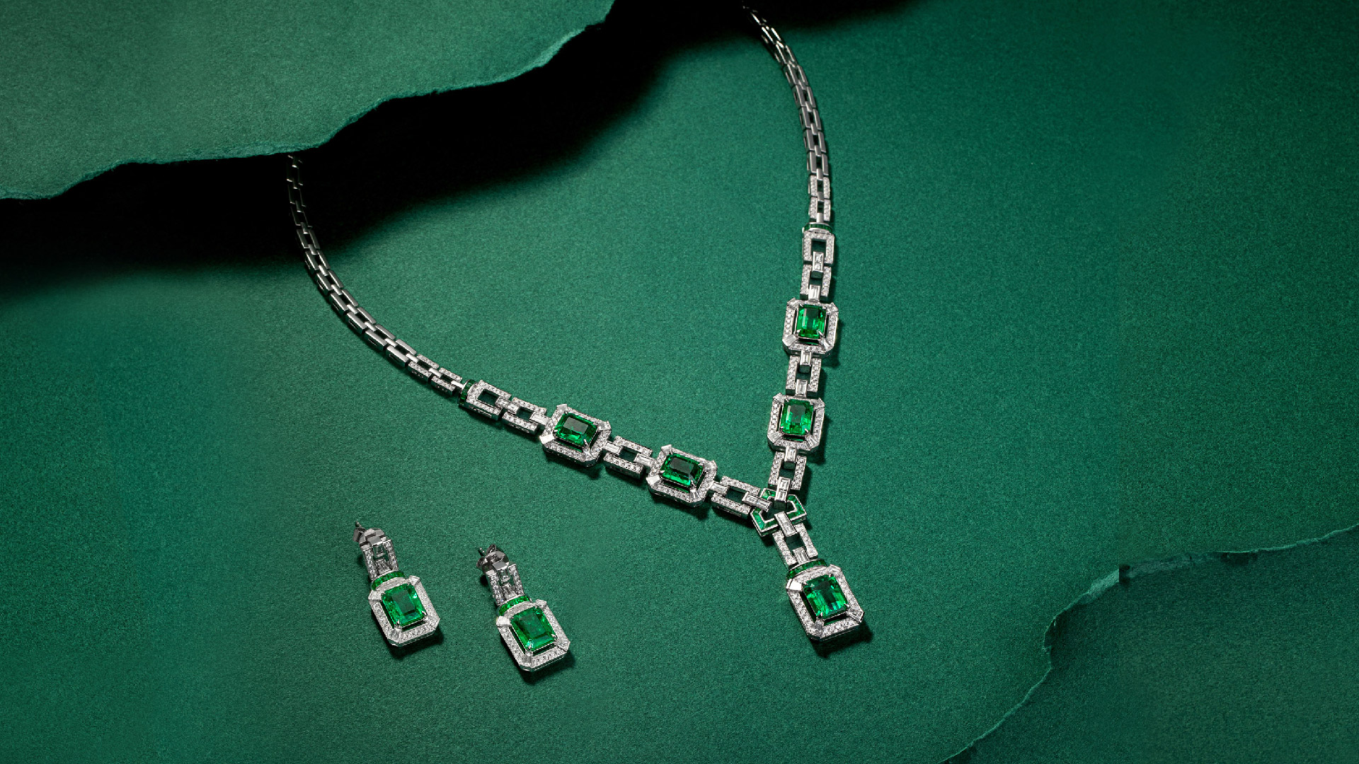 High-end jewelry manufacturing in China for B2B sourcing, featuring a model with Art Deco floral pieces from Fantastic Garden Part 2.