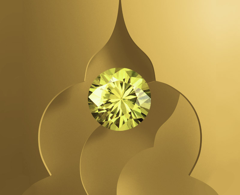 Création et fabrication joaillerie avec saphir jaune d'exception.